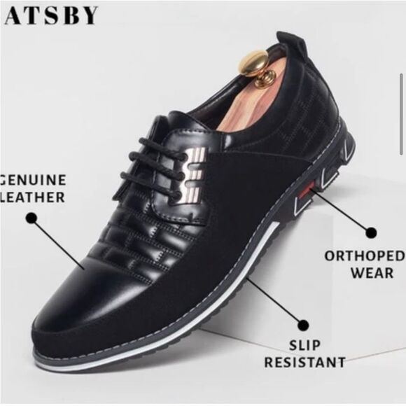 GATSBY SHOES Men’s Orthopedic oxford derby black leather dress shoes Sz 11 main image 15